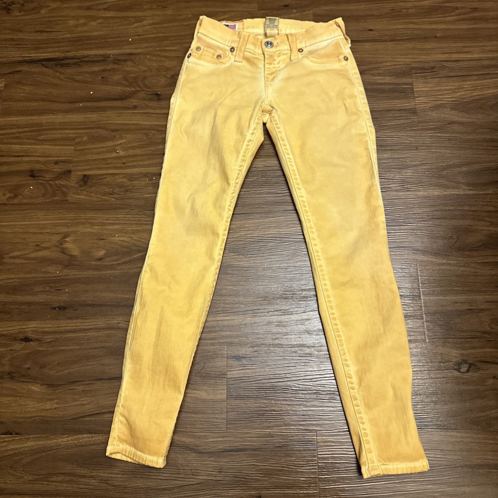 True Religion Brand Jeans Womens Casey Size 26 Skinny Slim Fit Jeans Pants Gold